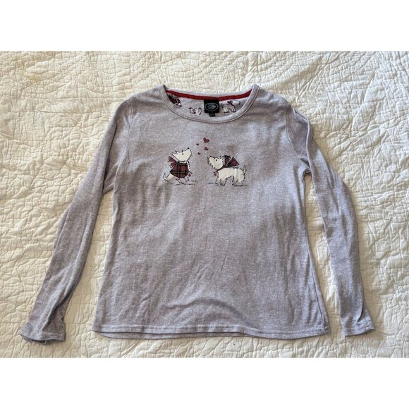 Laura Ashley Grey Long Sleeve Shirt With Dog Print - Picture 1 of 2